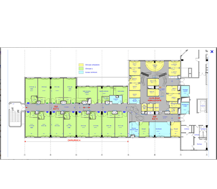 Plan du service de chirurgie du centre hospitalier de Sens réhabilité par BET FII Plan du service de chirurgie du centre hospitalier de Sens réhabilité par BET FII